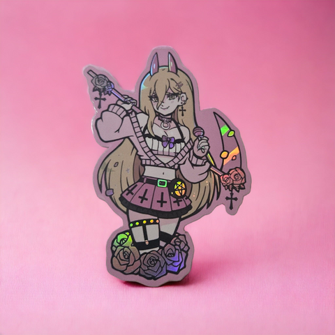 Pastel Goth Power Holographic Sticker