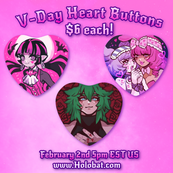 V-Day Heart Buttons  (Pre-Order)