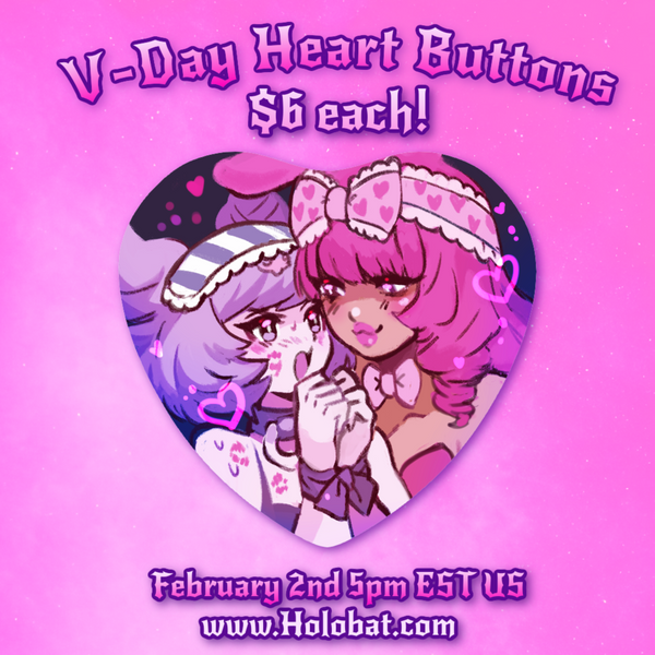 V-Day Heart Buttons  (Pre-Order)