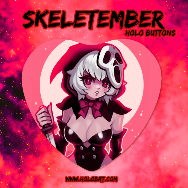 Skeletember Holographic Heart Buttons  (Pre-Order)